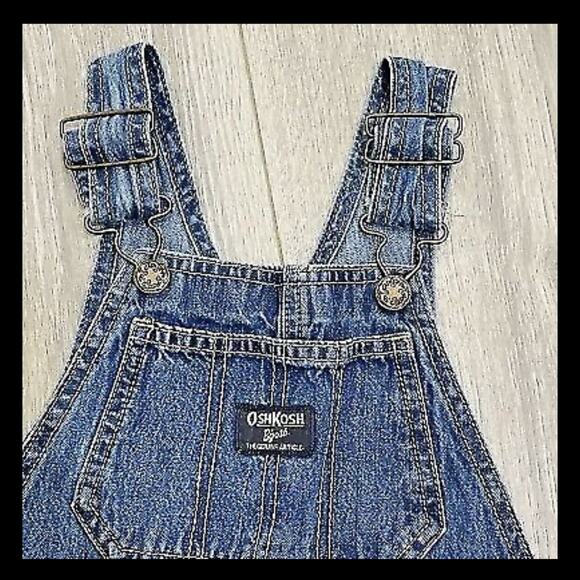 OshKosh B’Gosh Overalls Carpenter Style Blue Denim Unisex Jeans Size 4T Toddler - Picture 2 of 14